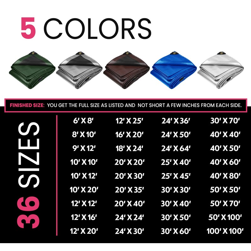 PROTARP Extreme Heavy Duty 22 Mil Tarp Cover, Waterproof, UV