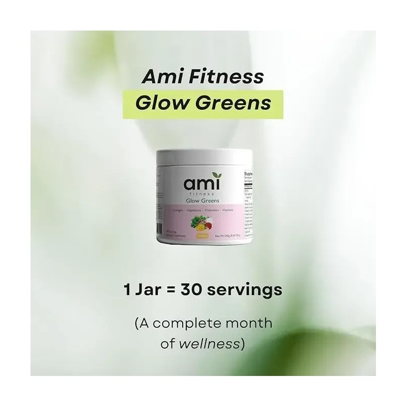 Polvo Ami Fitness Glow Green Colágeno Probióticos Jugo Verde