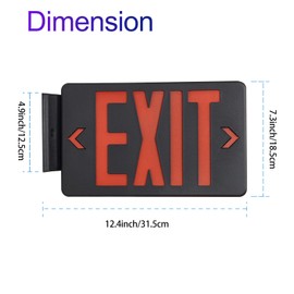 GZRUIYANG Red Exit Sign with Black Housing, LED Emergency Exit Light with Battery Backup, UL Listed, AC 120/277V, Exit Signs with Emergency Lights, Commercial Emergency Lights for Business - 1 Pack
