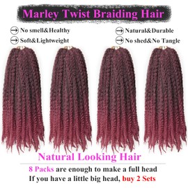 Marley Twist Braiding Hair 18 Inch 8 Packs – Long-Lasting Marley Hair, Fluffy&Tangle-Free Cuban Twist Hair for Braiding, Natural Look Synthetic Spring Afro Kinky Twist Hair Extensions (1B/BUG)