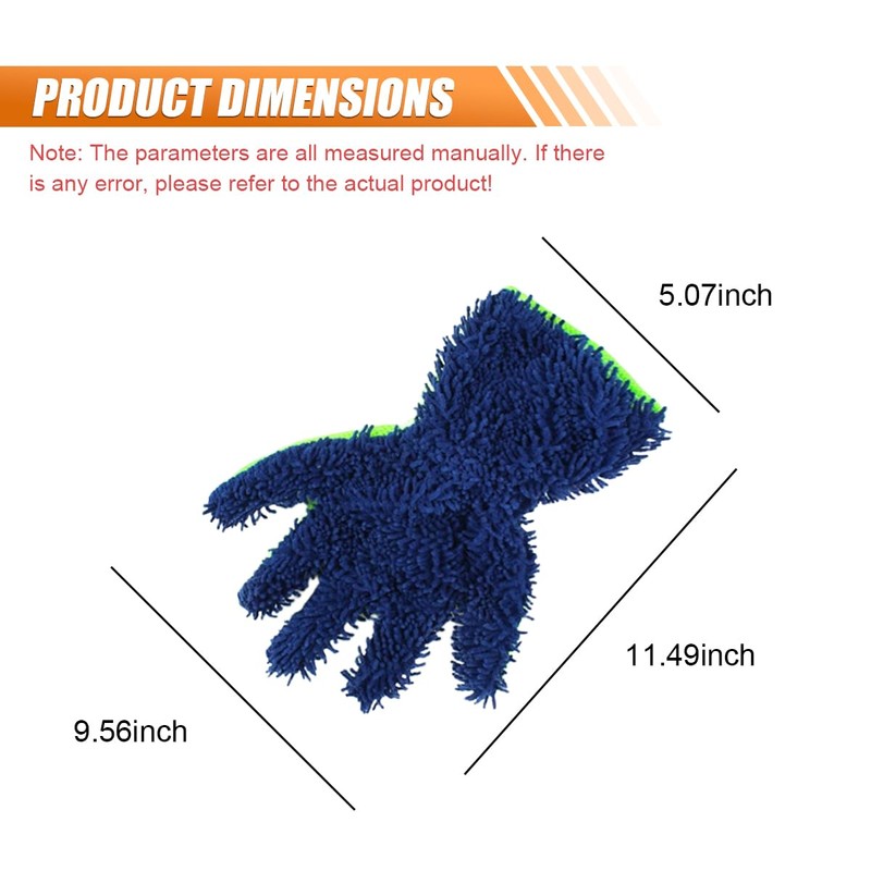 Craedli 2PCS Car Wash Mitts, Anti-Scratch Double Sided 5-Finger Microfiber