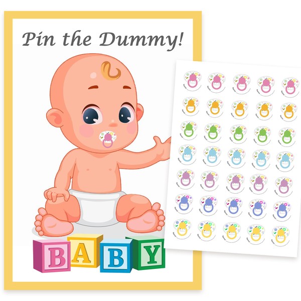 Pin The Dummy On The Baby Game for 35 Players - A Joyful Baby Shower Activity