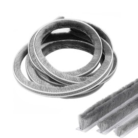 Jackfru 10 m brush seal door seal, Grey (5 Mm X 8 Mm), weather stripping for door, window, wardrobe, draught excluder