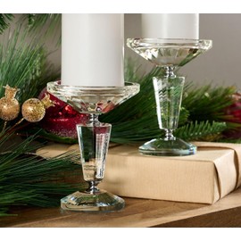 Set of (2) 6"" Faceted Glass Pedestals by Valerie in Silver, H441759