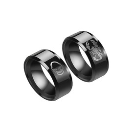 MAGIIE Jewellery 8 mm men's ring, 2 pieces, black stainless steel, shiny polished, great gift for men, size 60 to 70, Stainless Steel, No Gemstone