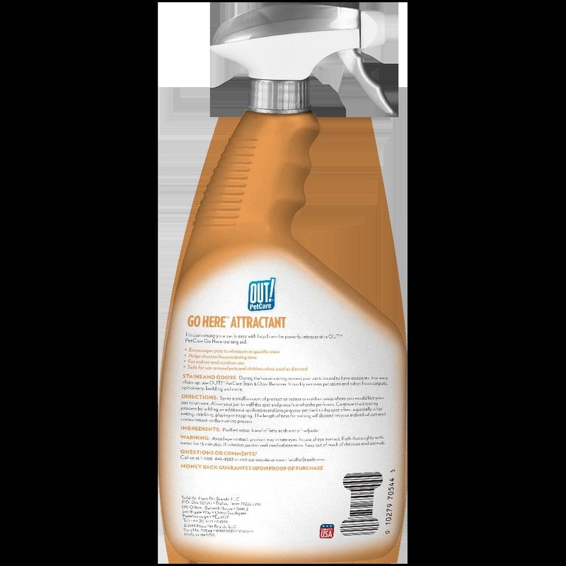 OUT! Go Here Dog Attractant, Pet Potty Training Spray, Indoor