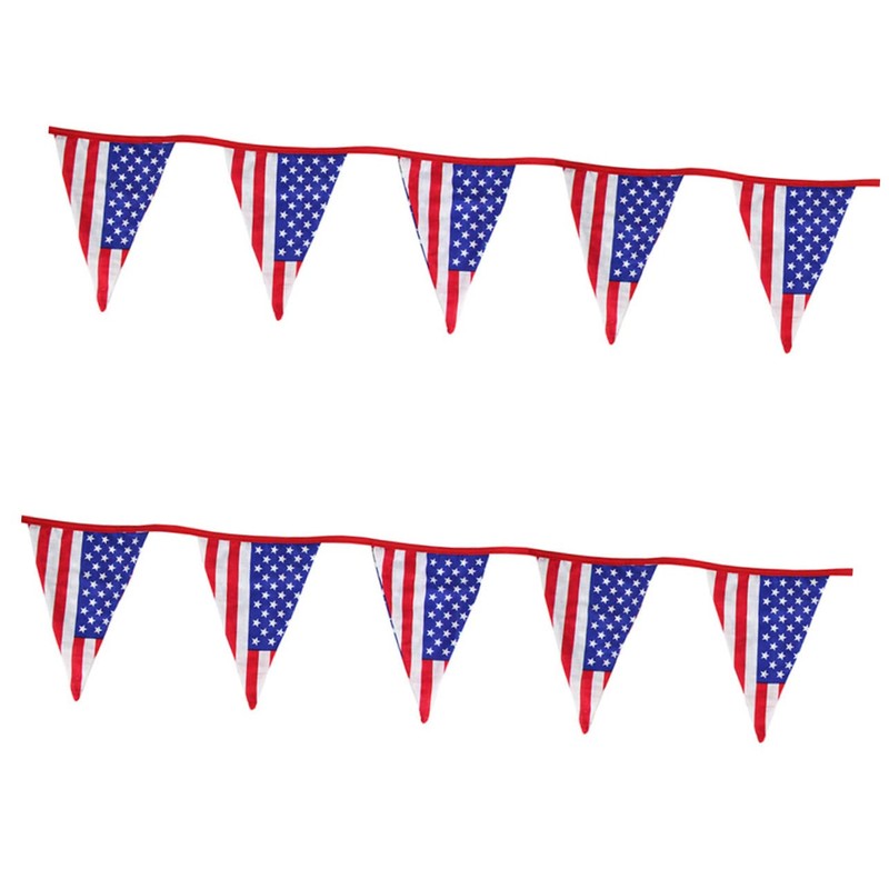 jojofuny 2pcs 12 12-Pennant American Flag Banner Star Stripe Pull
