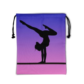 Purple Pink Gymnastics Grip Bag - Grip Bags for Gymnasts Exercises Silhouette Gymnastic Bag Floor Exercise Gym Pouch Bag String Bag Adjustable Water Resistant
