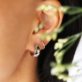 ALEXCRAFT Hoop Earrings 925 Silver for Women Earrings Small Huggie Hypoallergenic Earrings, Brass, No Gemstone