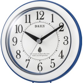 Rhythm Wall Clock, Bath Clock, Splashproof, Dustproof, Blue/White, Diameter 4.6 inches x Depth 1.9 inches (118 x 48 mm), 4KG711DN04