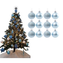 Simply Products Christmas Tree Decoration Baubles 3.8cm - Great Christmas Tree Hanging Ball Decorations, Matte & Glitter Baubles Pack of 12-3.8cm (Ice Blue Matte & Glitter)