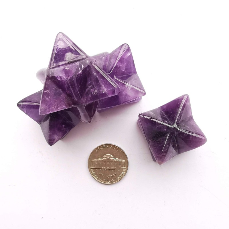 Bacatgem Natural Amethyst Merkaba Crystal Protection Sacred Meditation Energy Healing