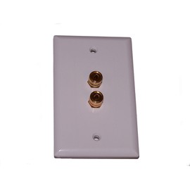 2 Pack White Speaker Wire Wall Plate (Speaker Wall Plate, Bare Wire or Banana Plug Wall Plate) for 1 Speaker Each