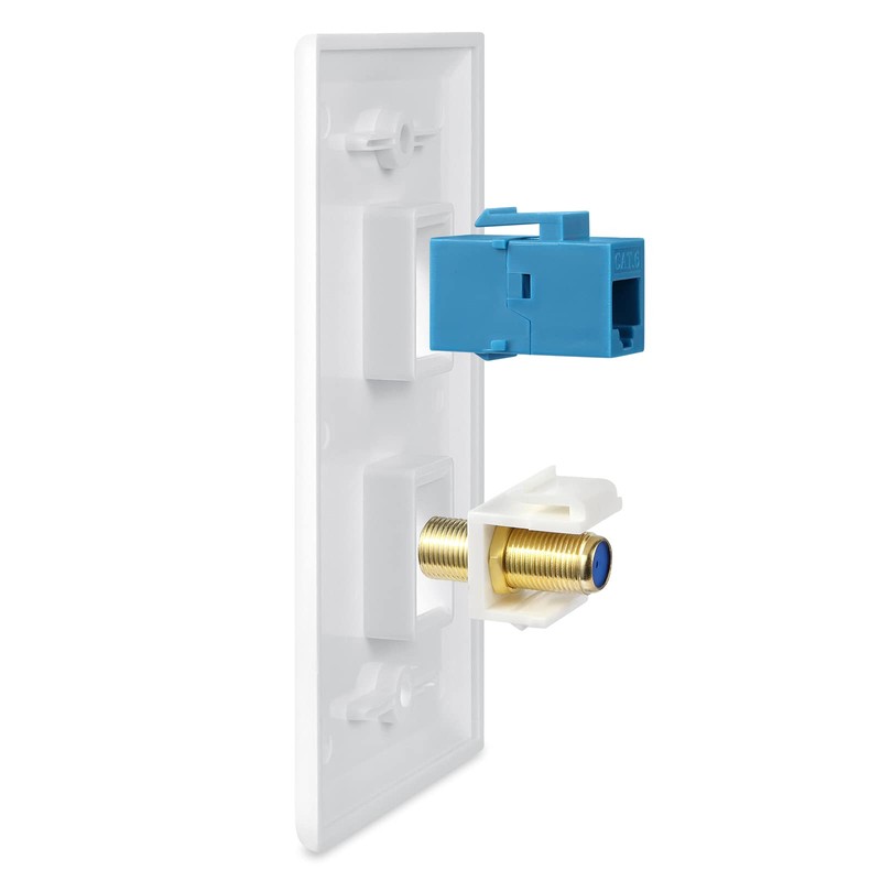 Ethernet Coax Wall Plate 2Pack,1 Cat6 Ethernet Port and 1