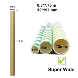Disposable Paper Bubble Tea Straws, Pack of 50, 12 mm Wide Thick Straw, Biodegradable for Boba Smoothies, Milkshake Jumbo and Occasions, DIY, Wedding, Party Accessories - Brown