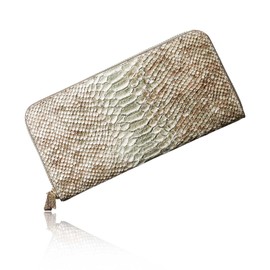 [VOICE] [Align Align Italy] Anaconda Diamantina Women's Long Wallet, Elegant, Cowhide Leather, Python, Embossed, Increase Your Luck in Gift Box, green