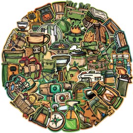 Outdoor Camping Stickers for Laptop (50 Pieces), Gift for Children, Teenagers, Adults, Boys, Outdoor Camping, Waterproof Vinyl Stickers for Scrapbooking, Skateboard, Car, Luggage