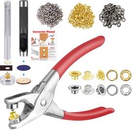 Eyelet Grommet Tool Kit, 1805 Pieces, 1/4 Inch Gold Silver Black Eyelets with Washers, Installation Tools, Pliers, Hole Punch and Punched Pad for Leather, Belt, Shoes, Crafts