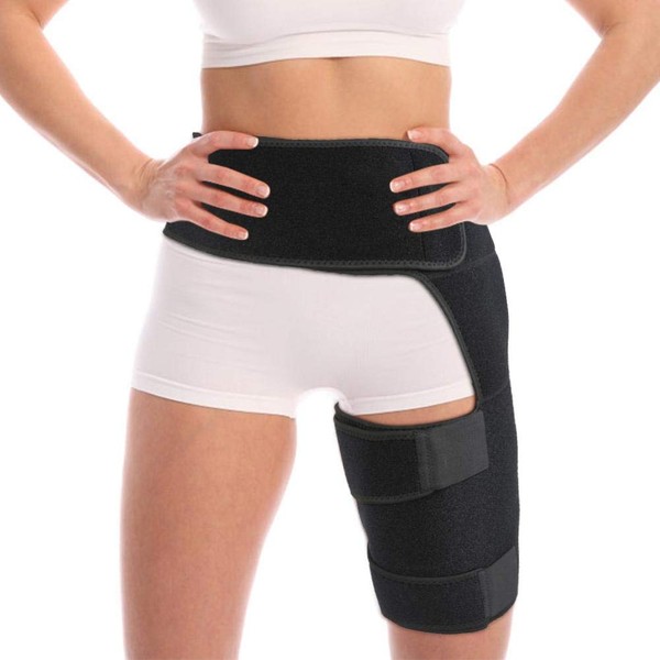 Thigh Support Hip Thigh Brace Adjustable Neoprene Hip Brace Hip Orthosis Sciatic Nerve Pain Relief Recovery Sprains, Compression Bandage for Men and Women