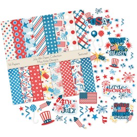 Miss Kate Cuttables Punch and Paper Set - July 4th - by Miss Kate Cuttables | 16 Single Sided - 12" x 12" Premium Special Paper Sheets and Over 60 Coordinating Cutting Dies