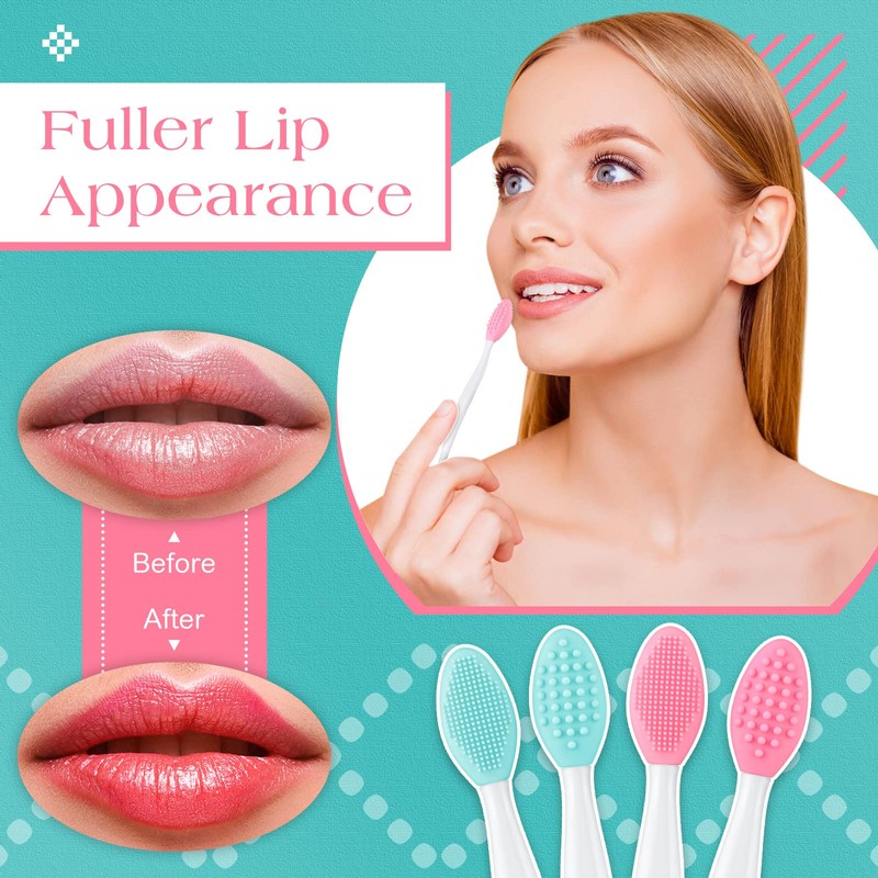 24 Cepillo de Labios Exfoliante de Silicona con Envase, Depurador