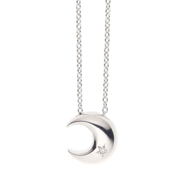 Soul Jewelry Cremation Pendant Silver Crescent SV925 Diamond Hand Held Cremation Urn Necklace