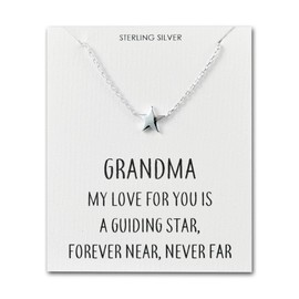 Philip Jones Sterling Silver Grandma Quote Star Necklace