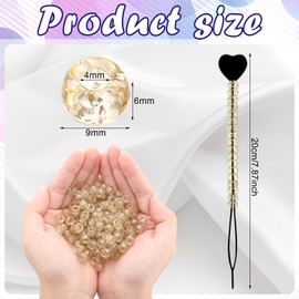Hinly 600 Pcs Glitter Hair Beads Gold Color 6 x 9 mm Plastic Pony Beads for Braids Girls Jewelry Making Kit DIY Including 6 Pcs Quick Beader for Kid Hair Braids