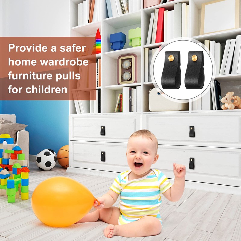 BBTO 24 Pieces PVC Leather Drawer Pulls Handmade PVC Leather