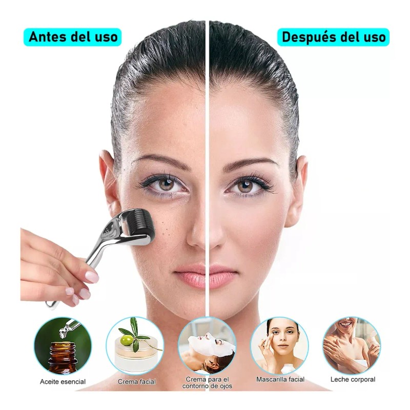4 Dermaroller Facial Barba Titanio Skincare Rodillo Facial