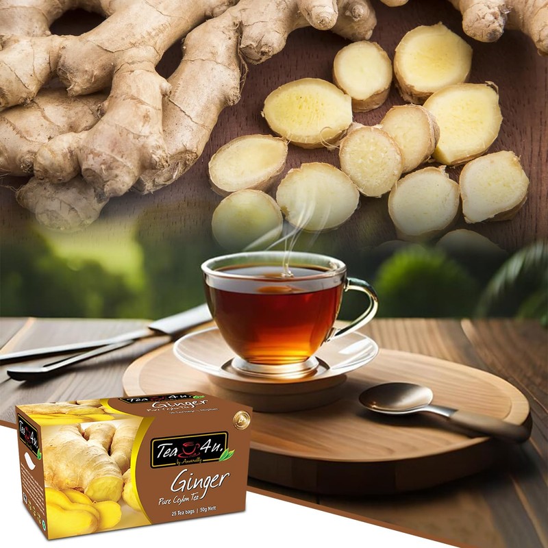 Tea4U Flavored Black Ceylon TeaBags (Ginger) - Ideal Quality from