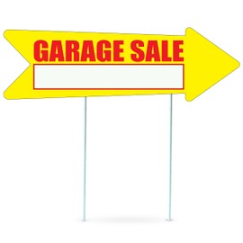 Yellow Garage Sale Arrows Yard Sign Double Sided With Stakes Large 16 Inch By 5 Inch Arrow Bright Yellow Signs (1)