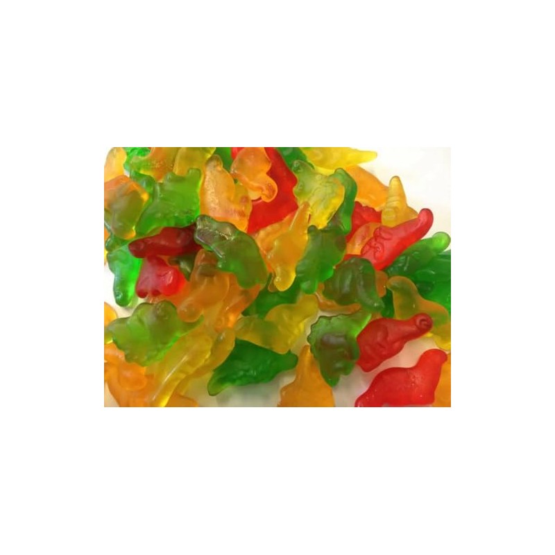 Dinosaur Gummy Candy, Assorted Fruit Flavors, 50 Pieces per Pound,