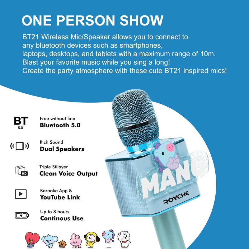 BTS Bluetooth Wireless Mic & Speaker, All Seven BTS Characters