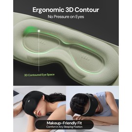 BENEUNDER Sleep Mask for Women Men,3D Contoured Cup Weighted Eye Mask, 100% Light Blockout Blindfold for Flight Nap Travel