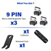 VAFOTON 9Pin Micro USB Magnetic Tips/Quick Charge Magnetic Adapter [3pcs],