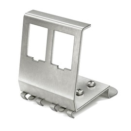 HB-DIGITAL DIN Rail Adaptor for RJ45 Keystone Module 2-Port Metal Bracket Stainless Steel 1.5 mm for Mounting on 35 mm DIN Rail Suitable for 14 x 16 mm Keystone Module