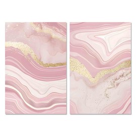 Pink Marble Canvas Wall Art Pink Abstract Marble Pink Pictures Pink And Gold Abstract Canvas Wall Art Gold Foil Modern Wall Art Marble Gold Foil Abstract Print Living Room Decor 16x24inx2pcs No Frame