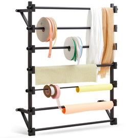 Kritkin 7-layer Wall Wrapping Paper Ribbon Organizer Wall Mounted Scarf Rack Scarf Holder Ribbon Organizer Multifunctional Metal Shelving for Towel Retail Store Home Storage Office Display Flower Shop