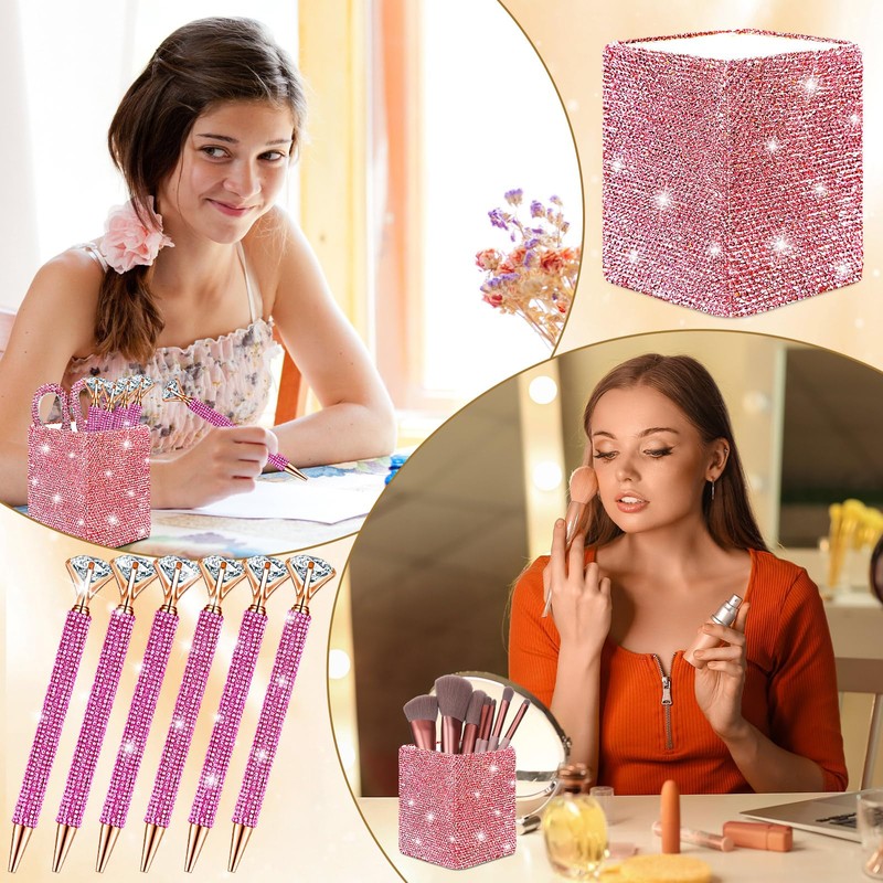 Qilery 8 Pcs Bling Desk Accessories for Valentines with 1