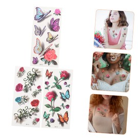 FOMIYES Stickers Butterfly Flower Pattern 9 Sheets Waterproof Temporary Decals for Body Decor Party Supplies