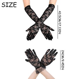 SSKHE A Captivating Set of Long and Short Black Lace Gloves for Every Glamorous Occasion Unleash Your Inner Diva