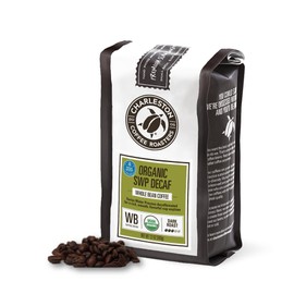 Charleston Coffee Roasters | Specialty Organic Whole Bean Coffee | Hand Picked, Premium Slow Roast (SWP Decaf, Dark Roast) 12 Oz