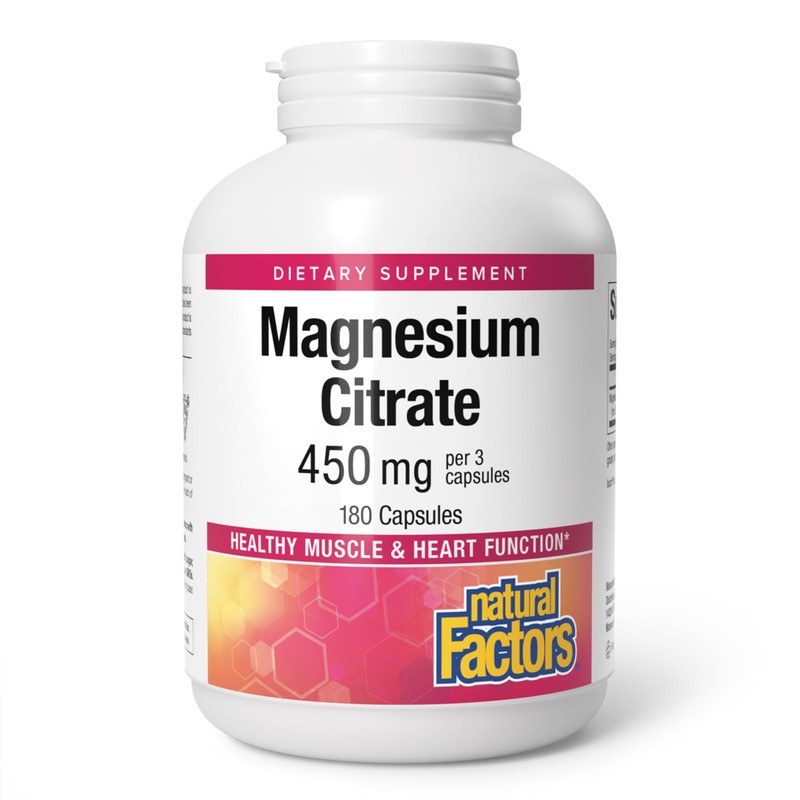 Natural Factors - Magnesium Citrate, Supports Muscle & Heart Function,