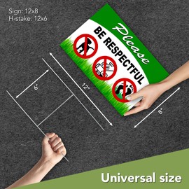 3PC Keep Off Grass Sign with Stake - 8x12 Double Sided Coroplast Keep Dogs Off Lawn Sign - Stay Off Grass Signs for Yard - No Littering Sign Outdoor