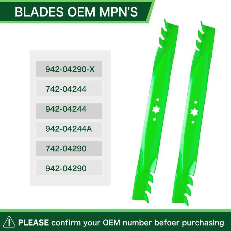 2 Pack 942-04290-X 46 inch Mower Mulching Blade for MTD
