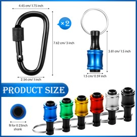 Threlaco 18 Pcs Bit Holder Keychain, 1/4 3/8 1/2 Socket Hex Shank Bit Holders Quick Release Screwdriver Extension Tool 105 Degree Right-angle Driver for Impact Men Gift for Father's Day (Multicolor)