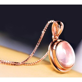 Uloveido Charm Pink Pendant Necklace and Studs Earrings Set for Women Pink Stone Rose Gold Plated Wedding Anniversary Enagegment Jewelry Set for Bridal Women Mom WHB97, Metal, Cubic Zirconia