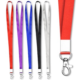 Mcyye 5 Colors Badge Lanyards with Clip for ID Badges & Keys, Durable Neck Lanyard Strap for Teacher, Kids, Men, Women, Badge Lanyard for Cruise, Keys, Wallet, Phone, USB, Keychain, 5 PCS