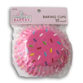 Pink Sprinkles Decorative Baking Cups - Patterned Paper Liners for Cupcakes, Muffins (Standard Sized) - 50 Count